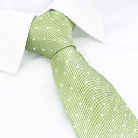Pastel Green Polka Dot Woven Silk Tie