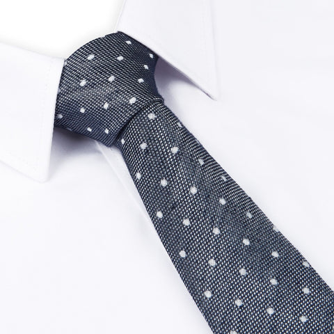 Navy Soft Touch Slim Spot Tie