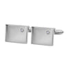 Plain Classic Silver Cufflinks with White Crystal (Engraved)