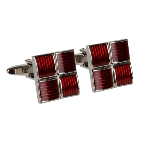 Four Squared Red Cufflinks