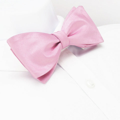 Self-Tie Plain Pink Silk Bow Tie