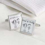 Personalised Bride & Groom Names & Date Cufflinks