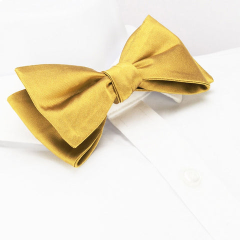 Self-Tie Plain Gold Silk Bow Tie