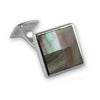 Sterling Silver Black Shell Square Cufflinks