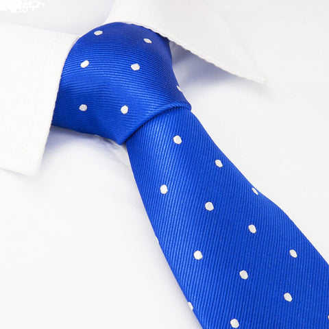 Royal Blue Polka Dot Woven Silk Tie