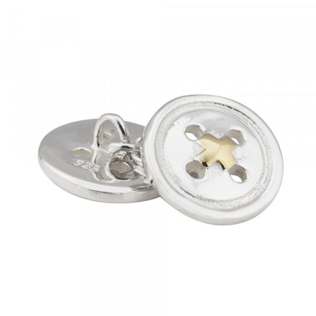 Sterling Silver Button Cufflinks with Gold Thread – The Cufflink Store