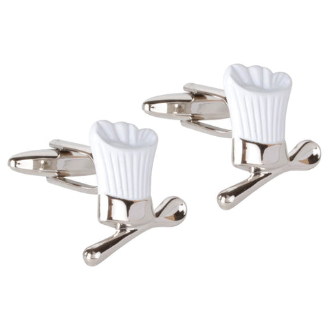 White Chef Hat & Spoon Cufflinks