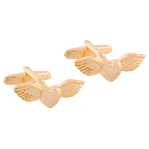 Gold Heart Wing Cufflinks