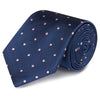 Navy & Pink Polka Dot Woven Silk Tie