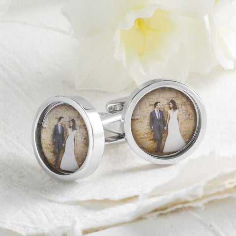 Circular Wedding Photo Cufflinks