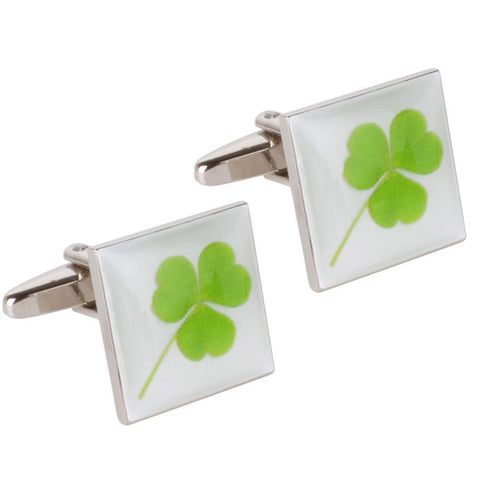 Enamel Three Leaf Clover Cufflinks