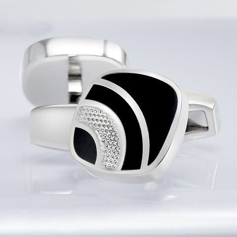Executive Black Texture Lined Cufflinks