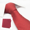 Red Neat Pin Dot Silk Tie & Handkerchief Set
