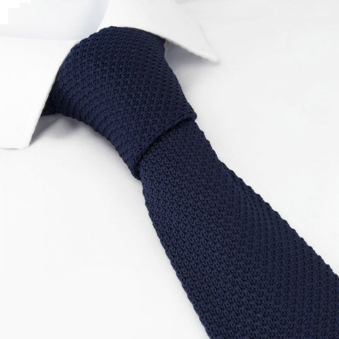 Navy Knitted Square Cut Tie