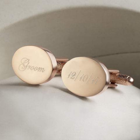 Rose Gold Personalised Wedding Role & Date Cufflinks