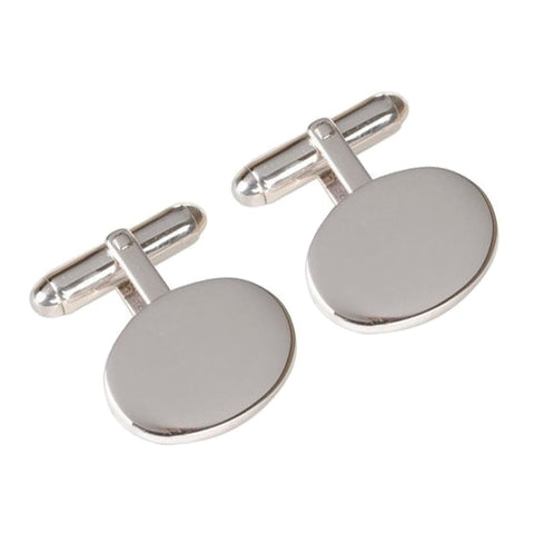 Sterling Silver Plated Oval Cufflinks