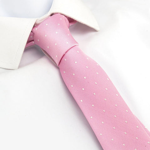 Pink Polka Dot Slim Silk Tie