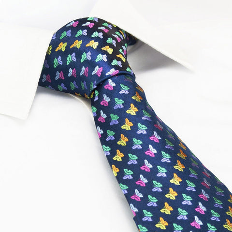 Navy Multi Colour Butterfly Luxury Silk Tie