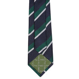 Dark Green, Navy & White Classic Club Stripe Silk Tie