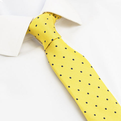 Gold Polka Dot Slim Silk Tie