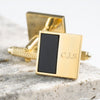 Gold Plated Square Onyx Engraved Cufflinks
