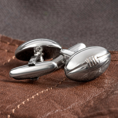 Sterling Silver Rugby Ball Cufflinks