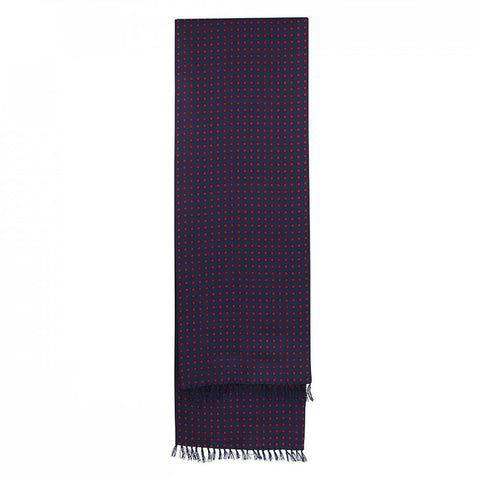 Navy with Red Polka Dot Men's Silk Evening Scarf
