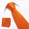 Burnt Orange Rose Luxury Woven Silk Tie & Handkerchief Set