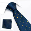 Navy & Yellow Polka Dot Woven Silk Tie & Handkerchief Set