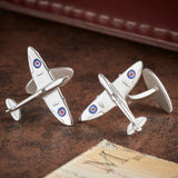 Sterling Silver Enamel Spitfire Cufflinks