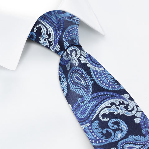 Blue Paisley Luxury Slim Silk Tie