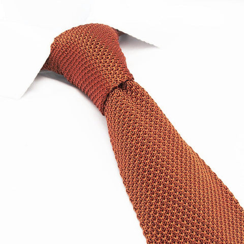 Rusty Orange Knitted Square Cut Silk Tie