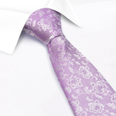 Lilac Dainty Floral Woven Silk Tie