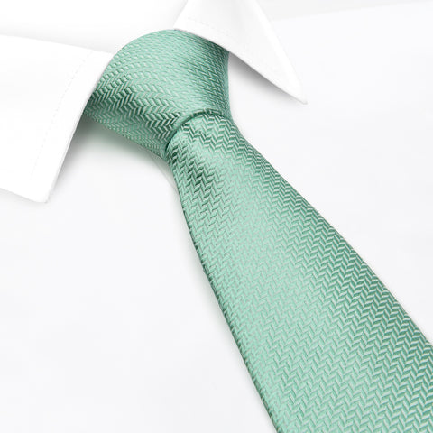 Duck Egg Herringbone Silk Tie