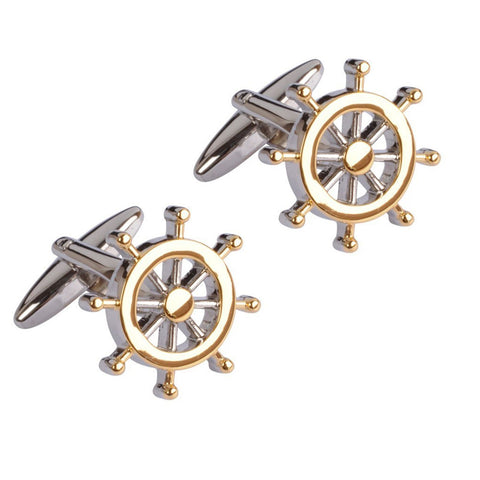 Two Tone Ship's Wheel Cufflinks