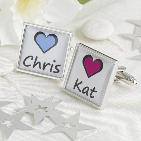 Personalised Hearts & Names Cufflinks