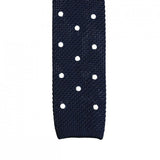 Navy Polka Dot Knitted Square Cut Tie