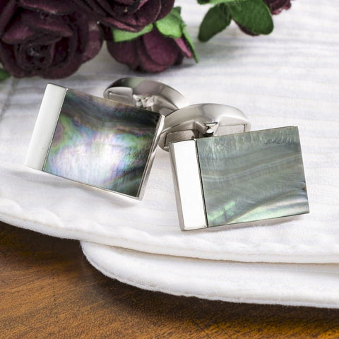 Silver Lined Shell Cufflinks