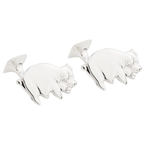 Sterling Silver Pig Cufflinks