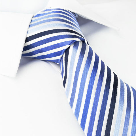 Various Blue Striped Woven Silk Tie