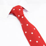 Red Polka Dot Knitted Square Cut Tie