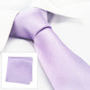 Plain Lilac Silk Tie & Handkerchief Set