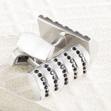 Silver-plated Crystal Line Cufflinks