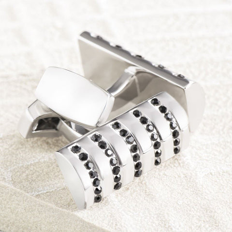 Silver-plated Crystal Line Cufflinks