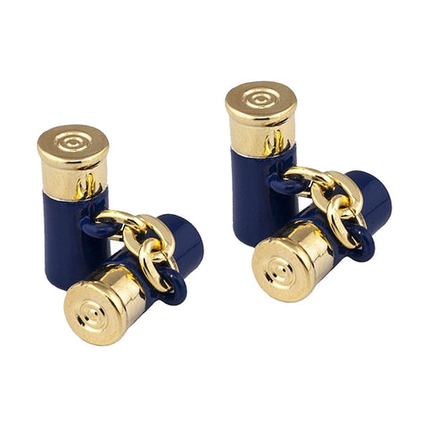 Blue and Gold Shotgun Cartridge Cufflinks