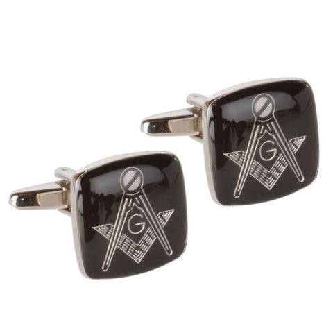 Black and Silver Masonic Cufflinks