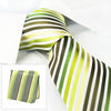 Various Green Striped Woven Silk Tie & Handkerchief Set