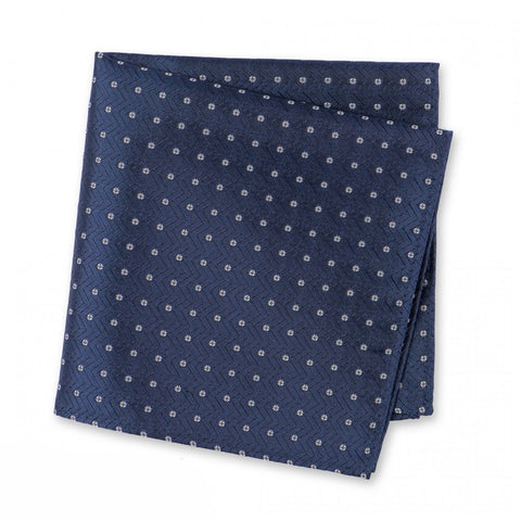 Blue Micro Flower Aztec Silk Handkerchief