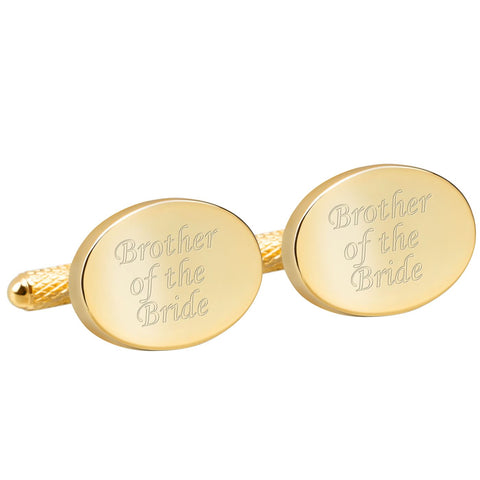 Engraved Gold Brother of the Bride Cufflinks