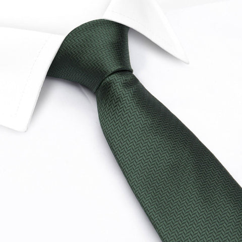 Dark Green Herringbone Silk Tie